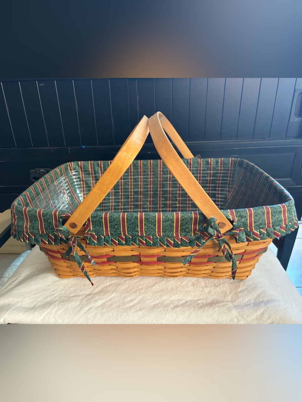 Longaberger 1996 Holiday Hostess Yuletide Treasures Imperial Stripes Basket